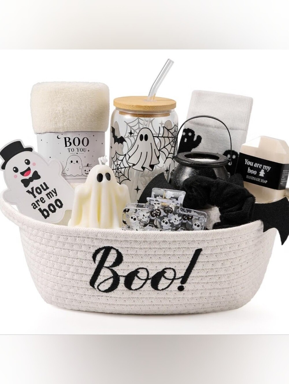 Halloween Boo! Gift Basket - White & Black Home Party Supplies